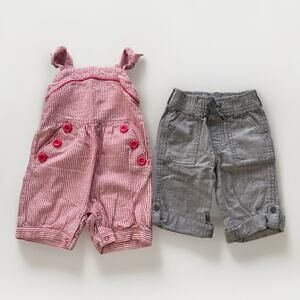 Lot of 2 Gymboree Baby Girl 6-12M Seersucker Striped One Piece Jumper Gray Pants